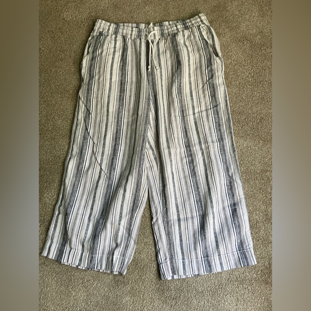 BEACHLUNCHLOUNGE linen Cotton wide leg cropped pant pull on resort beach cool SP